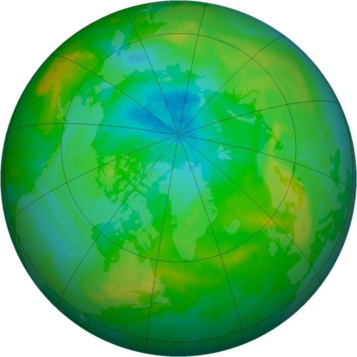 Arctic ozone map for 21 August 1982